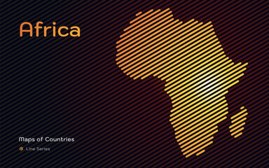 Fototapeta premium Africa map Shown in a line Pattern. Continents vector maps series. 