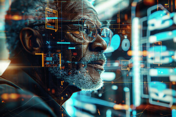 Futuristic Technology Analysis at Night