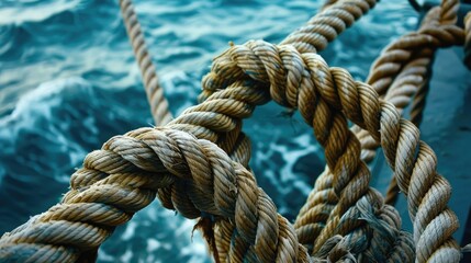 Fototapeta premium Lace ropes used for fishing in the ocean