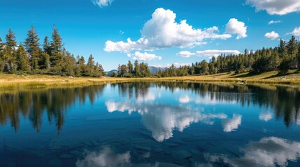 Fototapeta premium Lake reflecting the blue sky