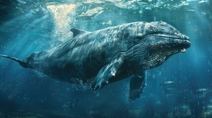 Fototapeta premium Large cetacean in the azure atmosphere
