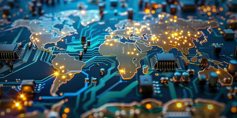 Obraz premium Active world trade, world market. Global electronics market. 