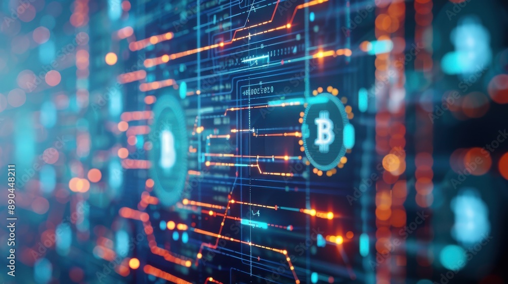 Poster public ledger displaying real-time transactions, open and decentralized.