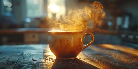 International Coffee Day steaming coffee cup, September 29th