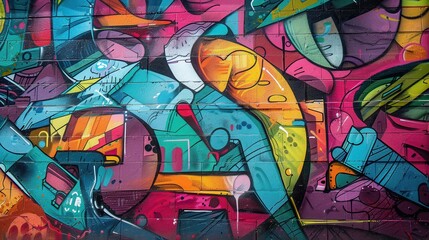 Obraz premium Street art mural with detailed colors, artistic design, realistic studio lighting, highresolution