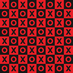 xoxo seamless pattern with red and black plaid background