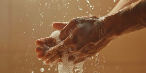 A person washing their hands with soap, promoting hygiene and cleanliness
