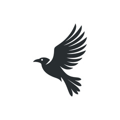 flying crow bird animal logo vector illustration template design