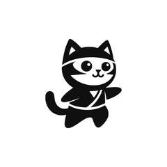 cute ninja cat logo vector illustration template design