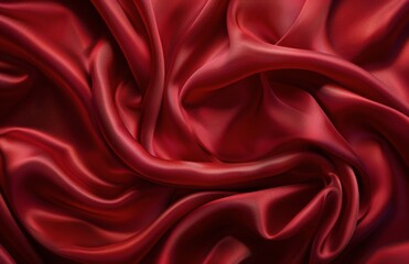 Obraz premium Close Up of Red Satin Fabric Draped and Folded