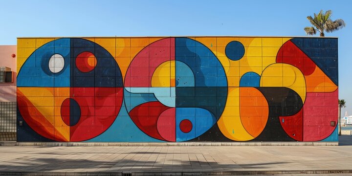 Colorful murals on walls for National Street Art Day, August 5th, vibrant designs, creative expression, urban setting