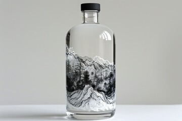 Minimalist Water Bottle with Black and White Design