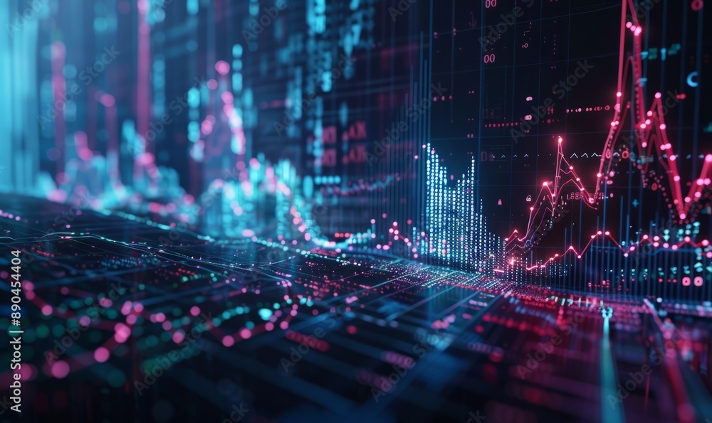 Poster data visualization of market trends using line graphs