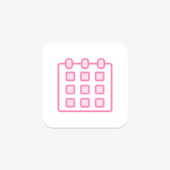 Calendar duotone line icon , vector, pixel perfect, illustrator file