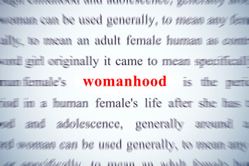 zoom on word womanhood