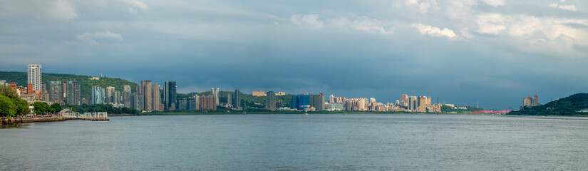 Fototapeta premium Panoramic view of the Tamsui district of Taipei, Taiwan