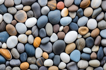 Processed collage of beach shore pebbles surface texture. Background for banner, backdrop