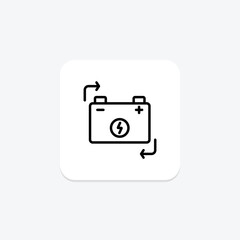 Battery Replacement line icon , vector, pixel perfect, illustrator file