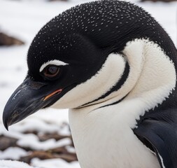 Naklejka premium Penguin Up Close Photo with Antarctic Wildlife