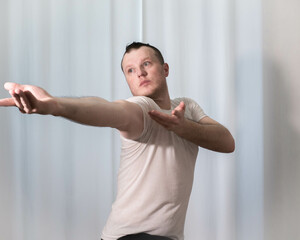 Dance hand poses close-up. Male hands in a modern classical dance pose. Men's choreography