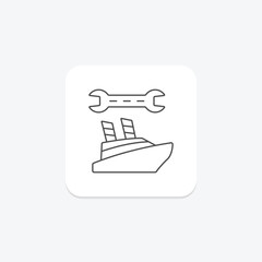 Boat Repair thinline icon , vector, pixel perfect, illustrator file