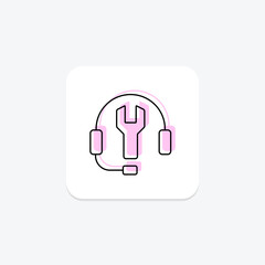 Headphone Repair color shadow thinline icon , vector, pixel perfect, illustrator file