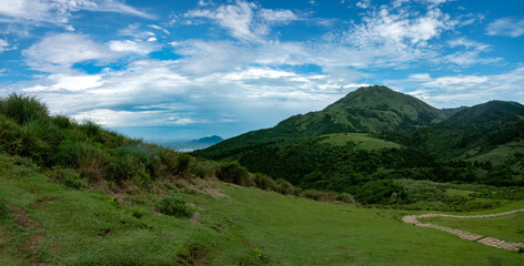 Magnificent hiking trails in the grasslands of the Yangmingshan National Park, Taipei and New Taipei City, Taiwan
