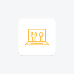 Laptop Repair duotone line icon , vector, pixel perfect, illustrator file