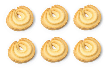 Danish butter cookies. Isolated on white background. Perfect for any commercial usages. close up,