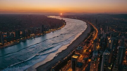 Beautiful sunsets over oceans and cityscapes captured vividly 