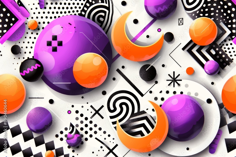 Poster abstract 3d geometric shapes with vibrant colors and dynamic patterns futuristic and modern design p