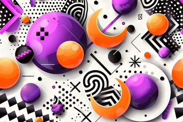 Obraz premium Abstract 3D geometric shapes with vibrant colors and dynamic patterns futuristic and modern design playful and energetic bright and bold eye catching