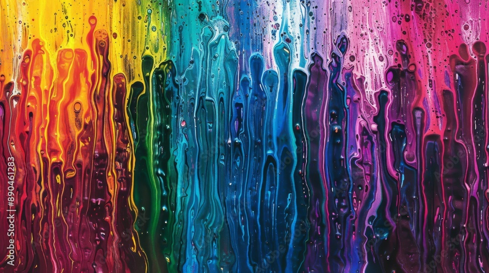 Aufkleber A colorful abstract background made with melted crayons on a canvas, creating texture and depth