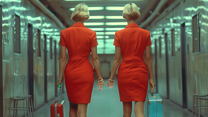 Obraz premium Vintage Flight Attendants
