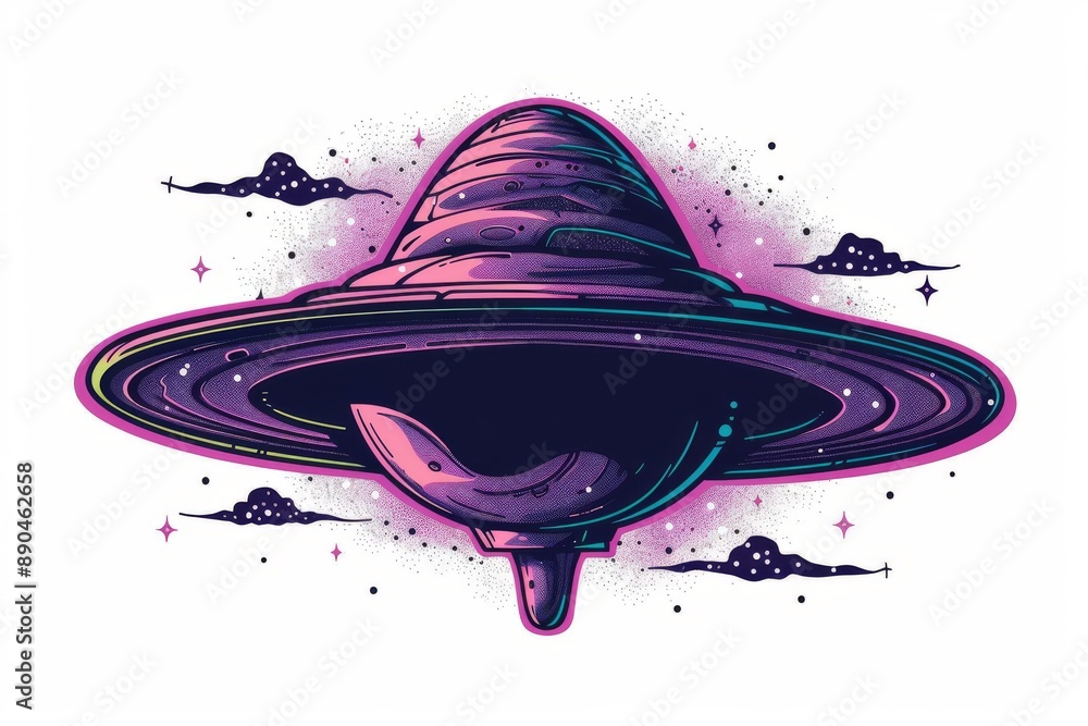 Poster abstract illustration of a planet with vibrant colors and dynamic patterns futuristic and modern des