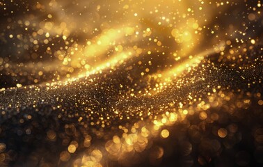 Golden Glitter With Light Rays Background