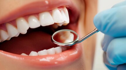 A dentist examining a patient's teeth and gums with a dental mirror