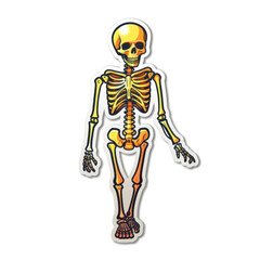 Cartoon style skeleton sticker, badge design