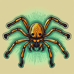 Obraz premium Cartoon style spider sticker, badge design