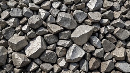 Naklejka premium Shiny Silver Ore Heap A CloseUp Snapshot of Mining Minerals