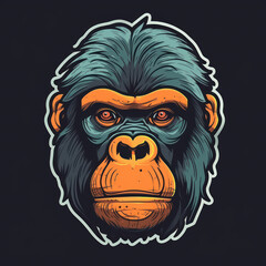 Cartoon style ape sticker, badge design