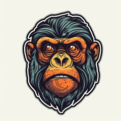 Cartoon style ape sticker, badge design