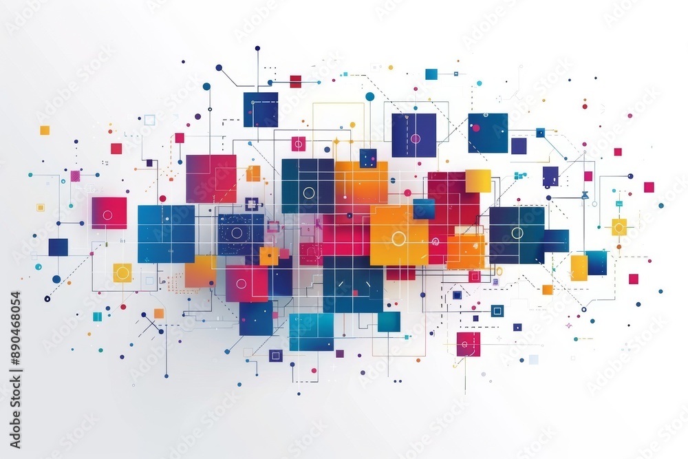 Poster abstract colorful square and dot pattern vibrant and playful representing creativity and imagination