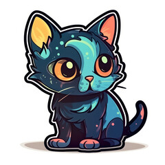 Cartoon style cat sticker, badge design