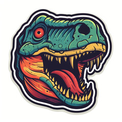 Cartoon style dinosaur sticker, badge design