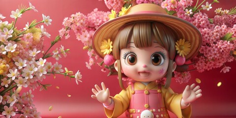 Fototapeta premium 3d model with flower background