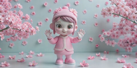 Fototapeta premium 3d model with flower background