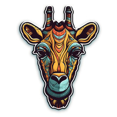 Cartoon style giraffe sticker, badge design