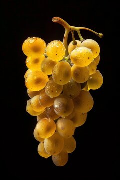 Mystic photo of Chardonnay Grape, isolated on black background