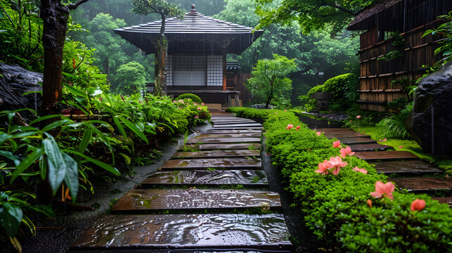 Roji, Dewy Path Garden: Japanese garden design with Zen elements. Tea house pathway designed to heighten senses